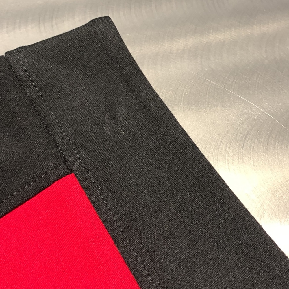 Cache Red & Black Colorblock Ponte Skirt Size 10 - image 3